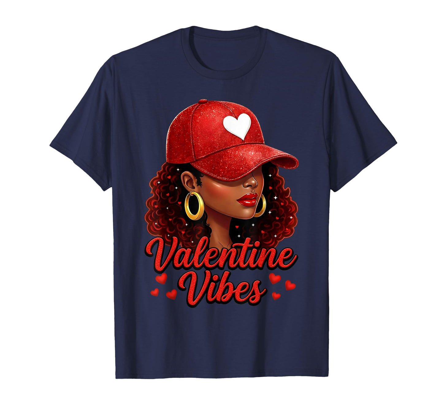Valentine Vibes Black Women Valentines Day for Girl Womens T-Shirt