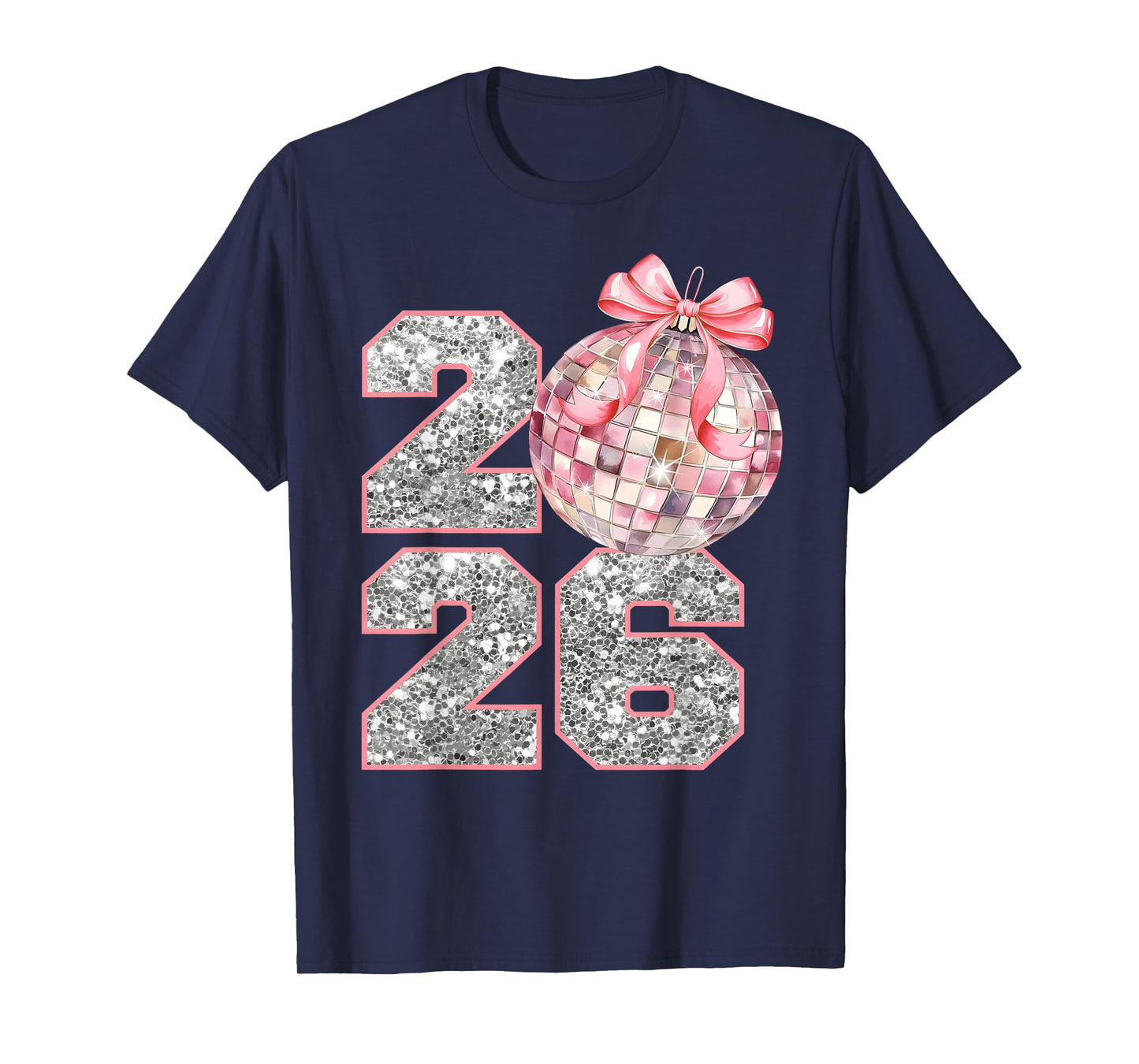 Retro Disco Ball Coquette Happy New Years 2026 Women Kids T-Shirt