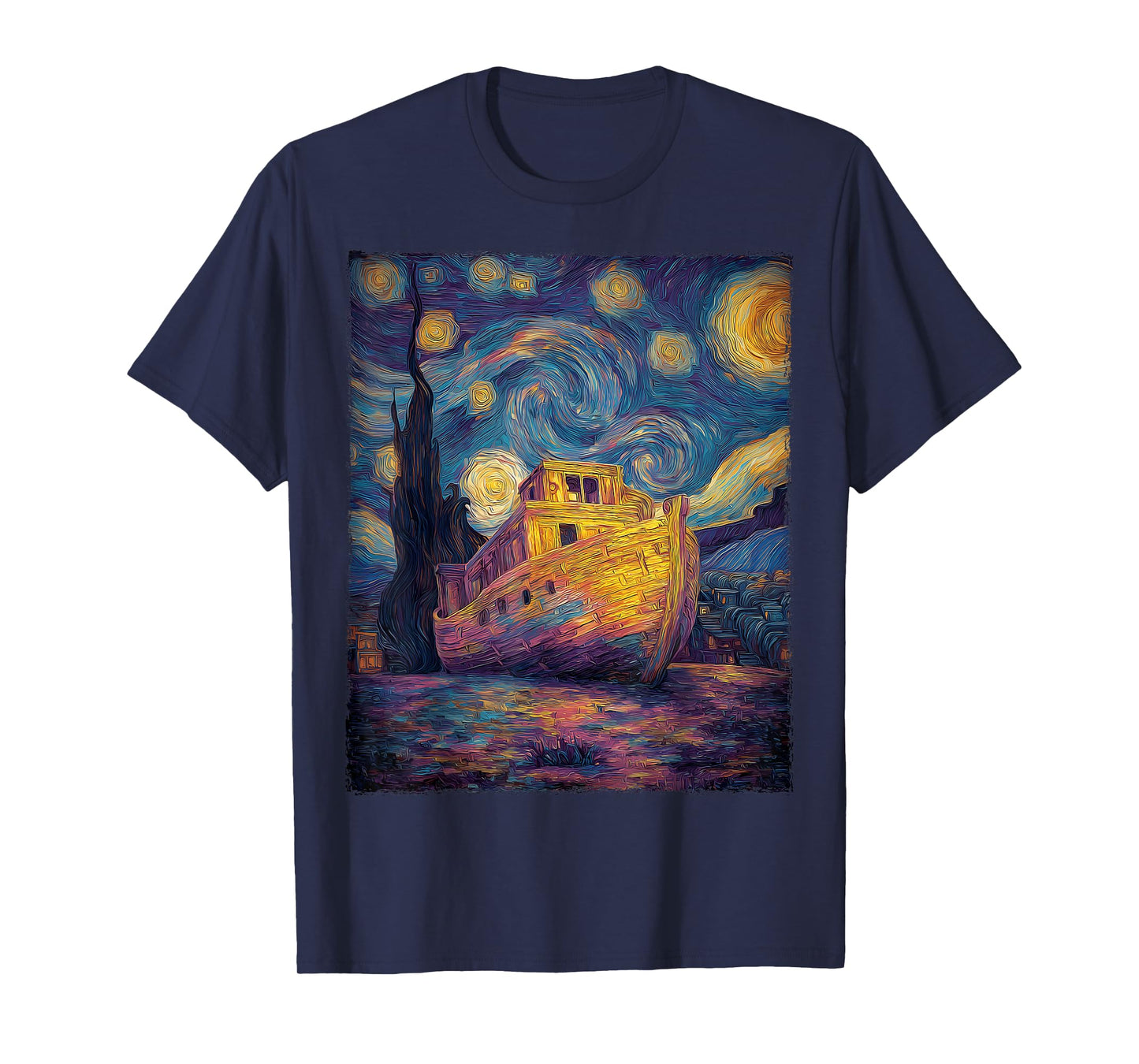 Noah's Ark Christian Bible Van Gogh Starry Night Painting T-Shirt