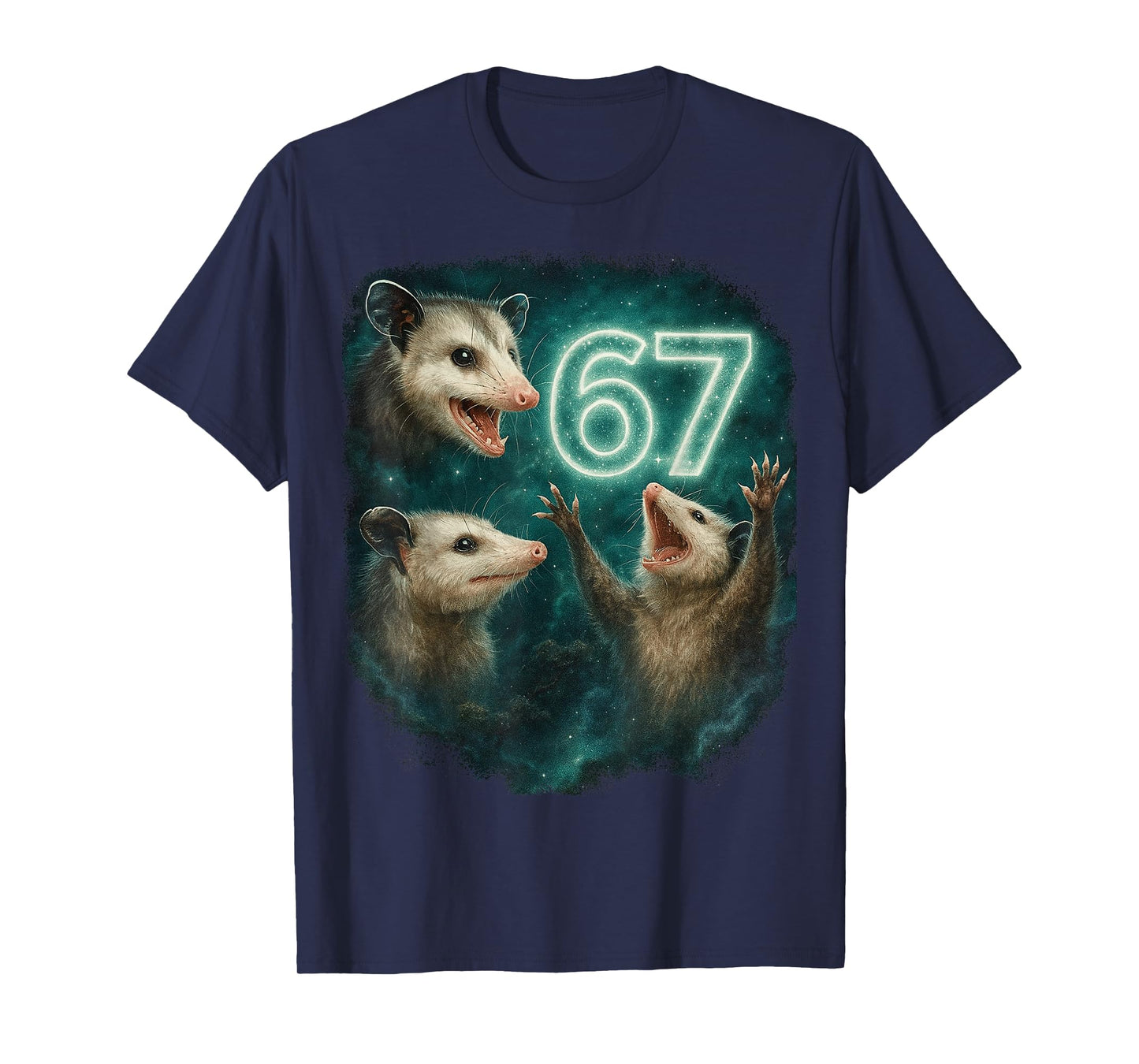 Opossum Six Seven 6 7 Meme Possum Howling at The Moon 67 T-Shirt