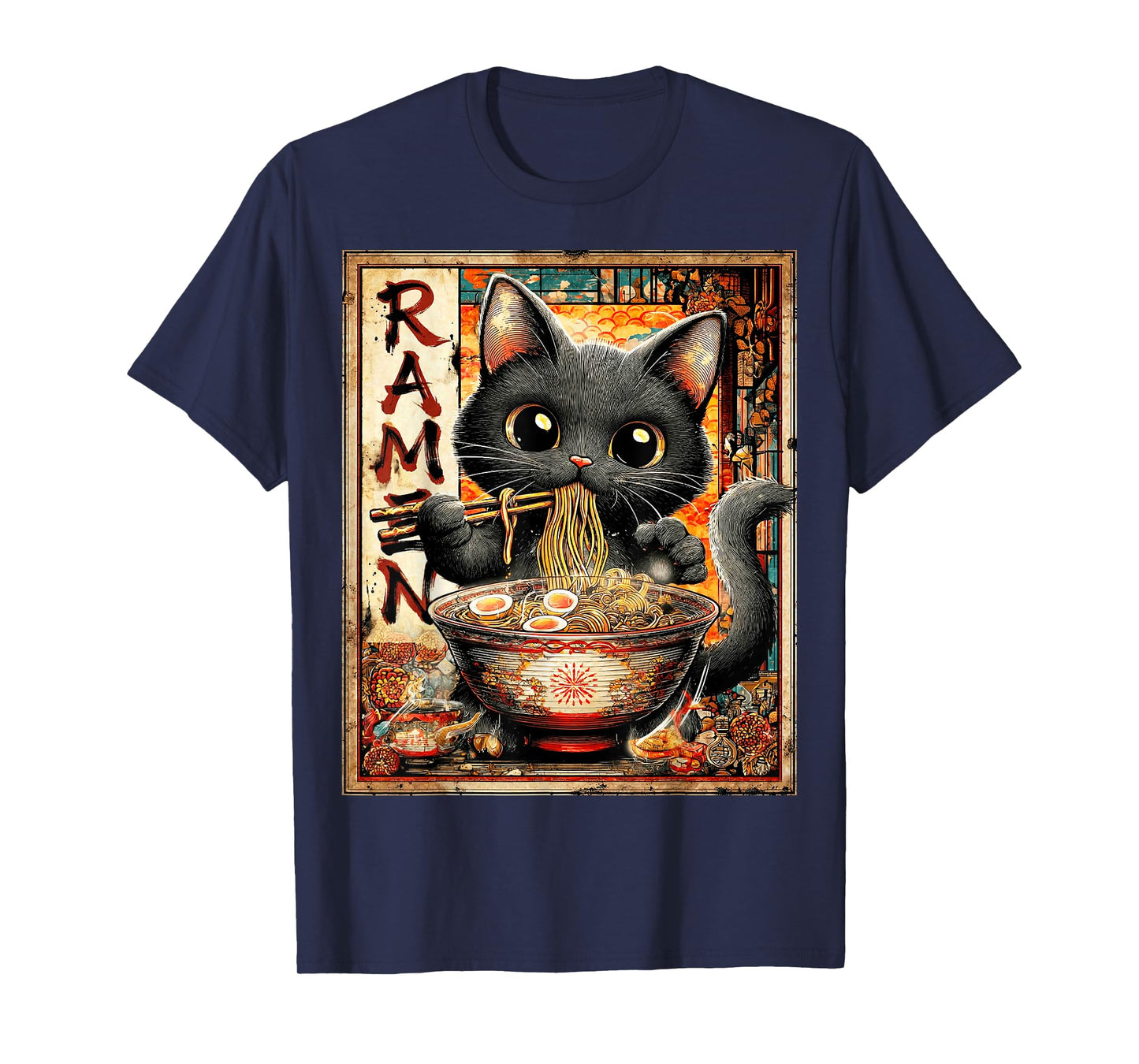 Funny Ramen Cat Noodle Lovers Anime Otaku T-Shirt