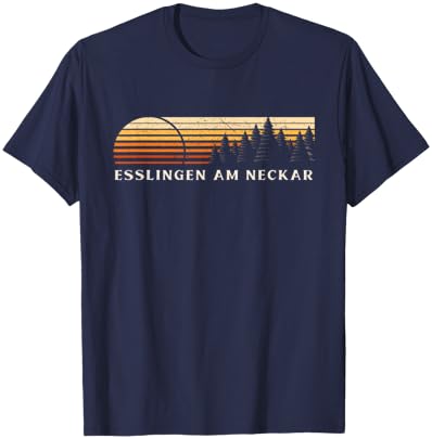 Esslingen am Neckar, Germany Evergreen Vintage Sunset T-Shirt - T-Shirt | Navy