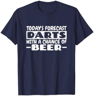Today's Forecast Darts with A Chance of Beer Funny Darts T-Shirt - T-Shirt | Navy