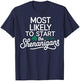 Most Likely to Start The Shenanigans Saint Patrick’s Day T-Shirt - T-Shirt | Navy