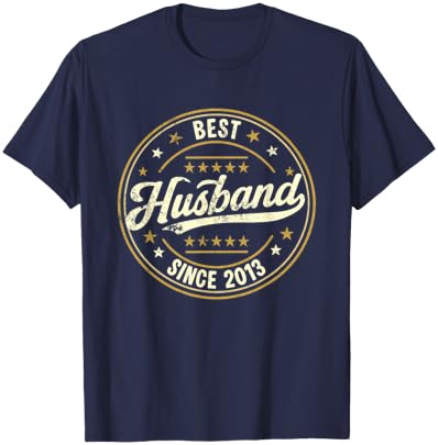 Retro Proud Best Husband Since 2013 13th Wedding Anniversary T-Shirt - T-Shirt | Navy