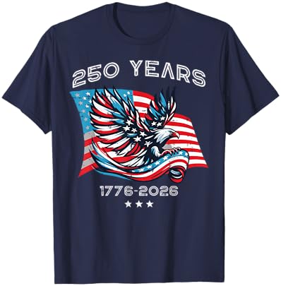 250th Anniversary 250 Years American US Flag Women Men Kids T-Shirt - T-Shirt | Navy