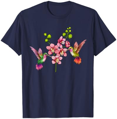 Hummingbird Orchids Hummingbird Lover Hummingbirds T-Shirt - T-Shirt | Navy