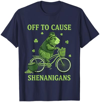 Off to Cause Shenanigans Guinea Pig St Patricks Day T-Shirt - T-Shirt | Navy