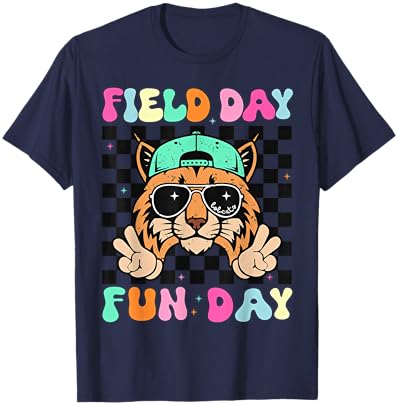 Field Day Fun Day Bobcats School Women Teacher Kids Mom T-Shirt - T-Shirt | Navy