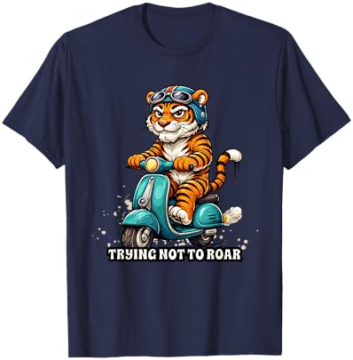 Tiger on Scooter Funny Urban Streetwear Casual Everyday T-Shirt - T-Shirt | Navy