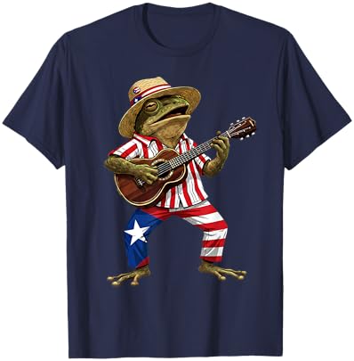 Coqui Frog Puerto Rico Taino Puerto Rican Flag Boricua T-Shirt - T-Shirt | Navy