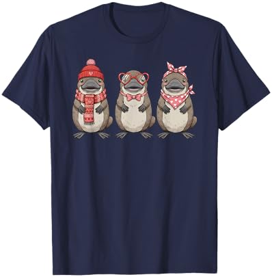Retro Platypus Cute Valentine T-Shirt - T-Shirt | Navy