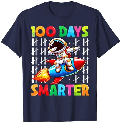 100 Days Smarter Dabbing Astronaut Kids 100th Day of School T-Shirt - T-Shirt | Navy