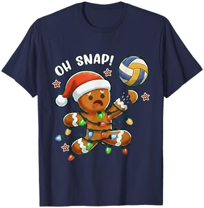 Funny Volleyball Gingerbread Christmas Holiday Player Gift T-Shirt - T-Shirt | Navy