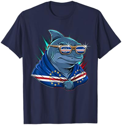 Cape Verde Flag Shark Cape Verdean Roots Cabo Verde T-Shirt - T-Shirt | Navy