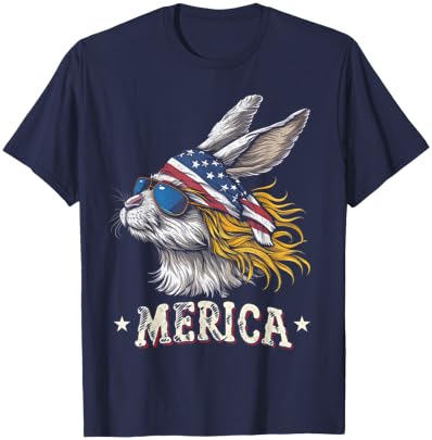 Rabbit Bunny - Funny 4th of July American Flag T-Shirt - T-Shirt | Navy