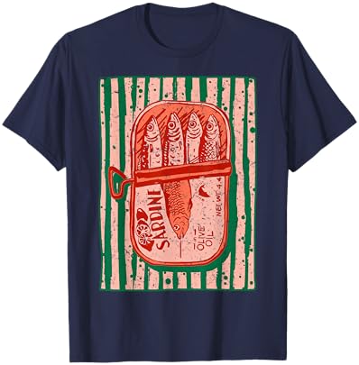 Sardines Tinned Fish Retro Graphic Mediterranean Coastal T-Shirt - T-Shirt | Navy