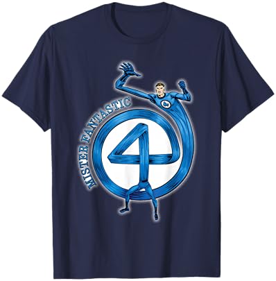 Marvel Fantastic Four Mister Fantastic 4" Logo Comic Art T-Shirt - T-Shirt | Navy