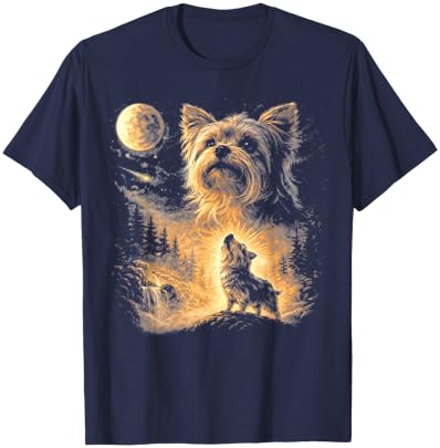 Yorkie Howling to the Moon Vintage T-Shirt - T-Shirt | Navy