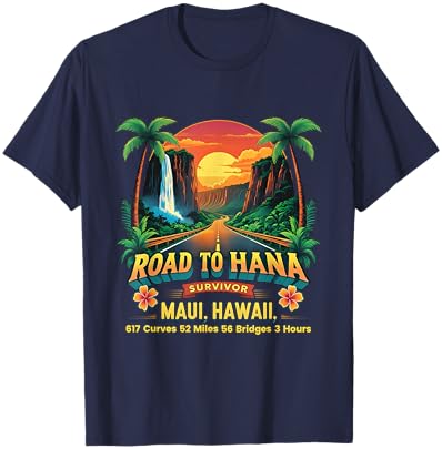 Survivor Maui Hawaii Retro Road to Hana 2026 Trip Vacation T-Shirt - T-Shirt | Navy