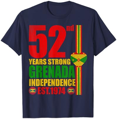 Grenada 52nd Independence Day Grenadian Pride Celebration T-Shirt - T-Shirt | Navy