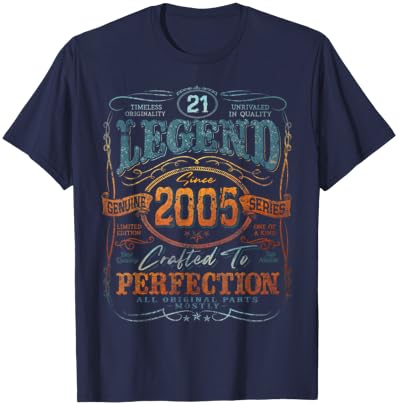 Vintage 2005 Limited Edition Shirt 21 Year Old 21st Birthday T-Shirt - T-Shirt | Navy