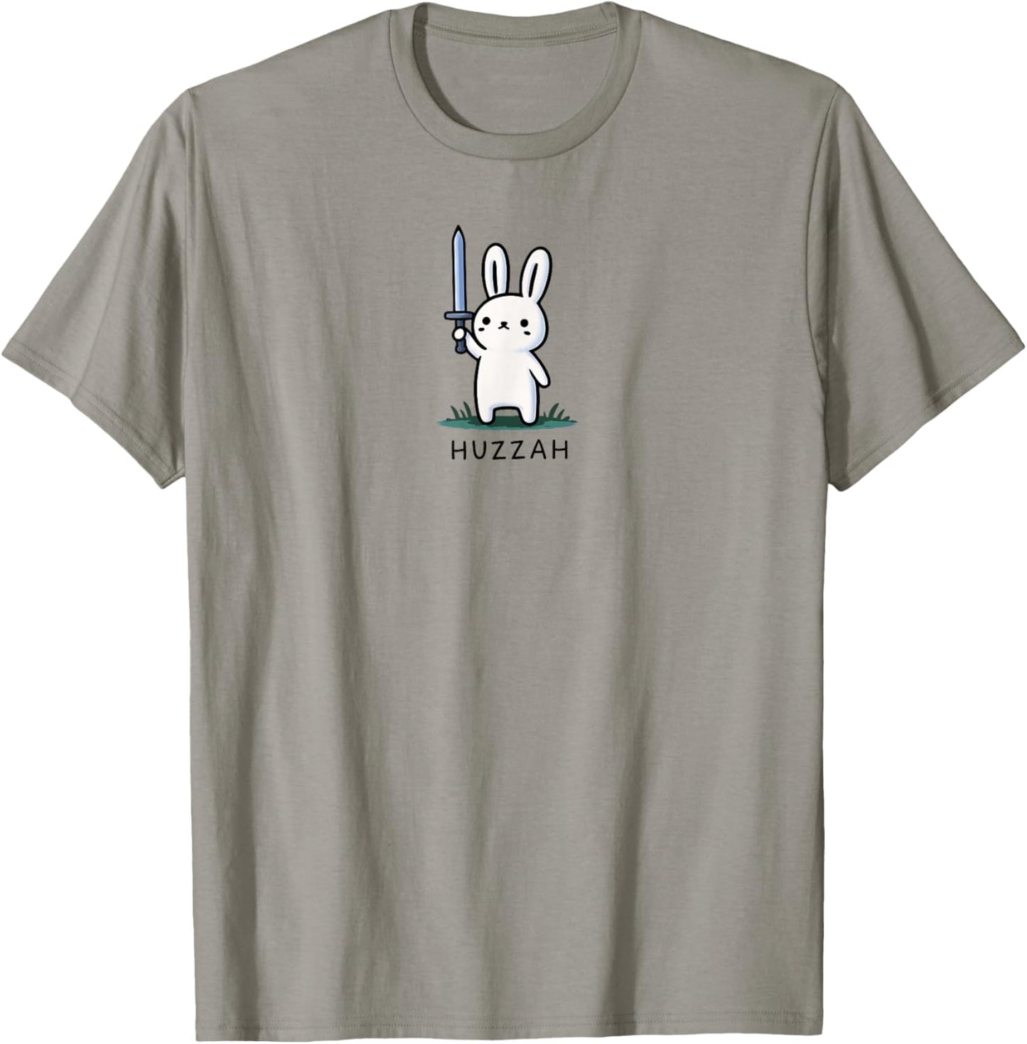 Huzzah Bunny Knight Funny Sword Meme Quote Animal Design T-Shirt - T-Shirt | Sand