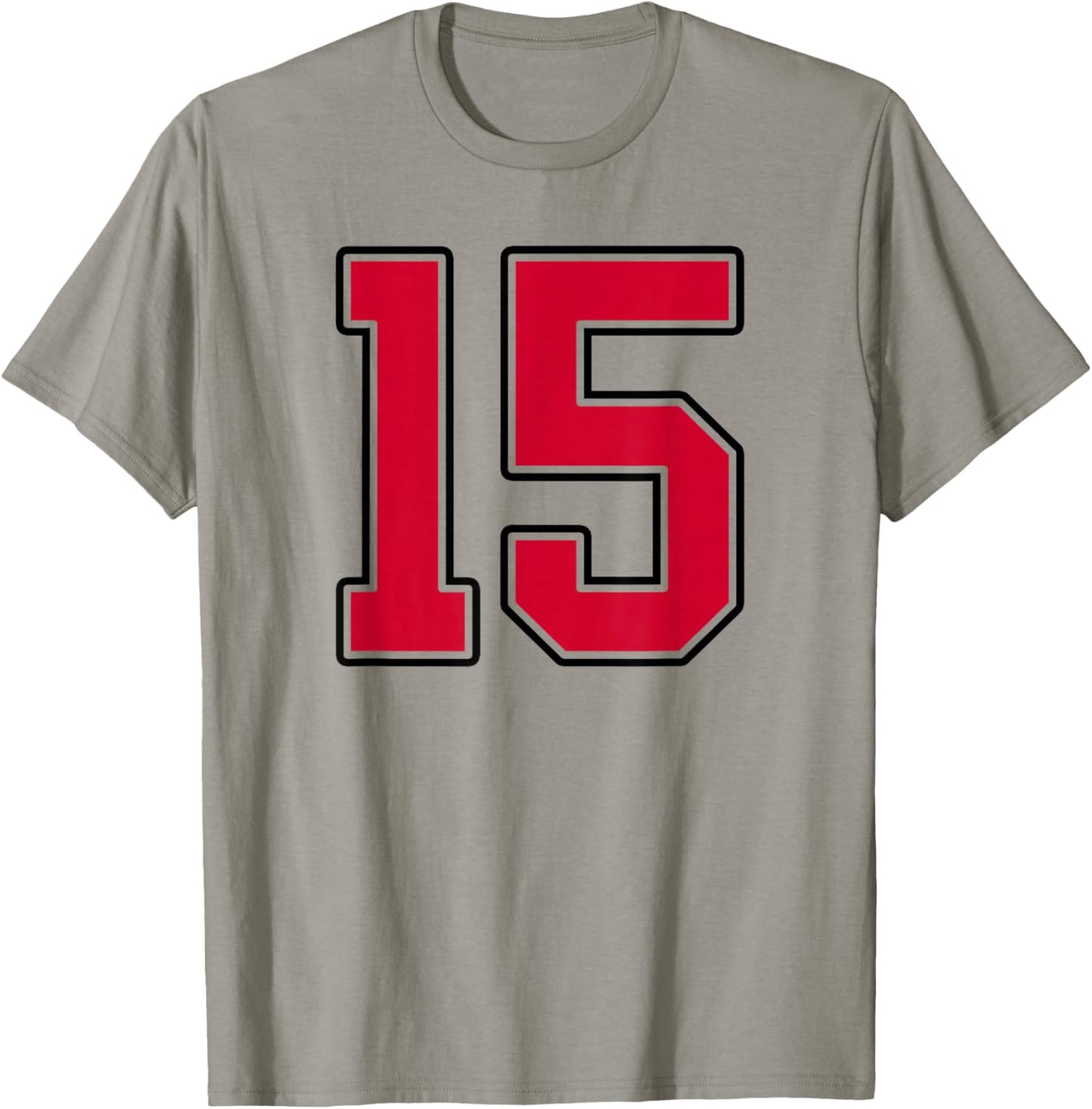 Red and Black Number 15 Jersey Player Uniform #15 T-Shirt - T-Shirt | Sand