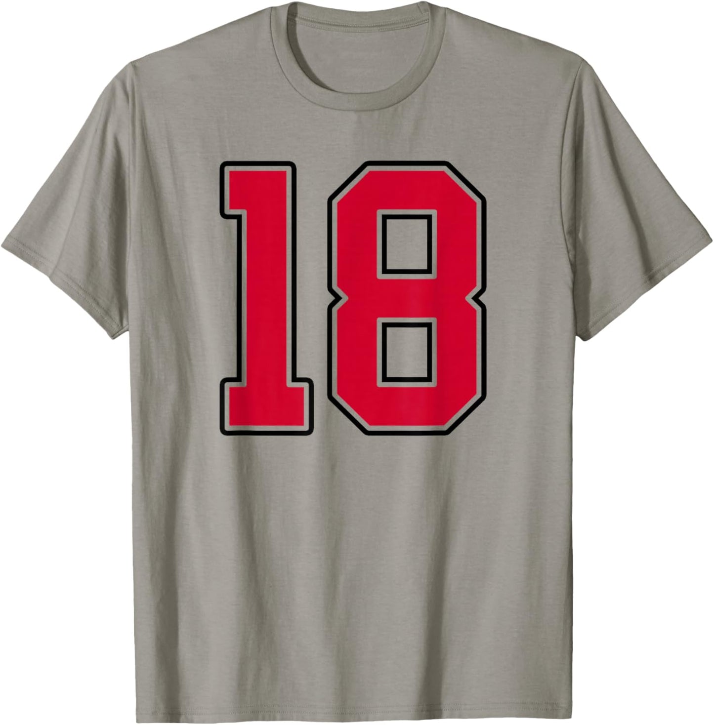 Red and Black Number 18 Jersey Player Uniform #18 T-Shirt - T-Shirt | Sand