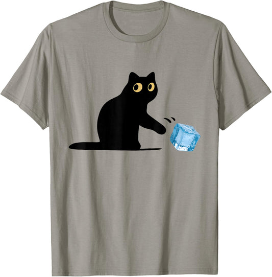 Funny Black Cat Pushing Ice Humor Abolish Ice Cat Meme T-Shirt - T-Shirt | Sand