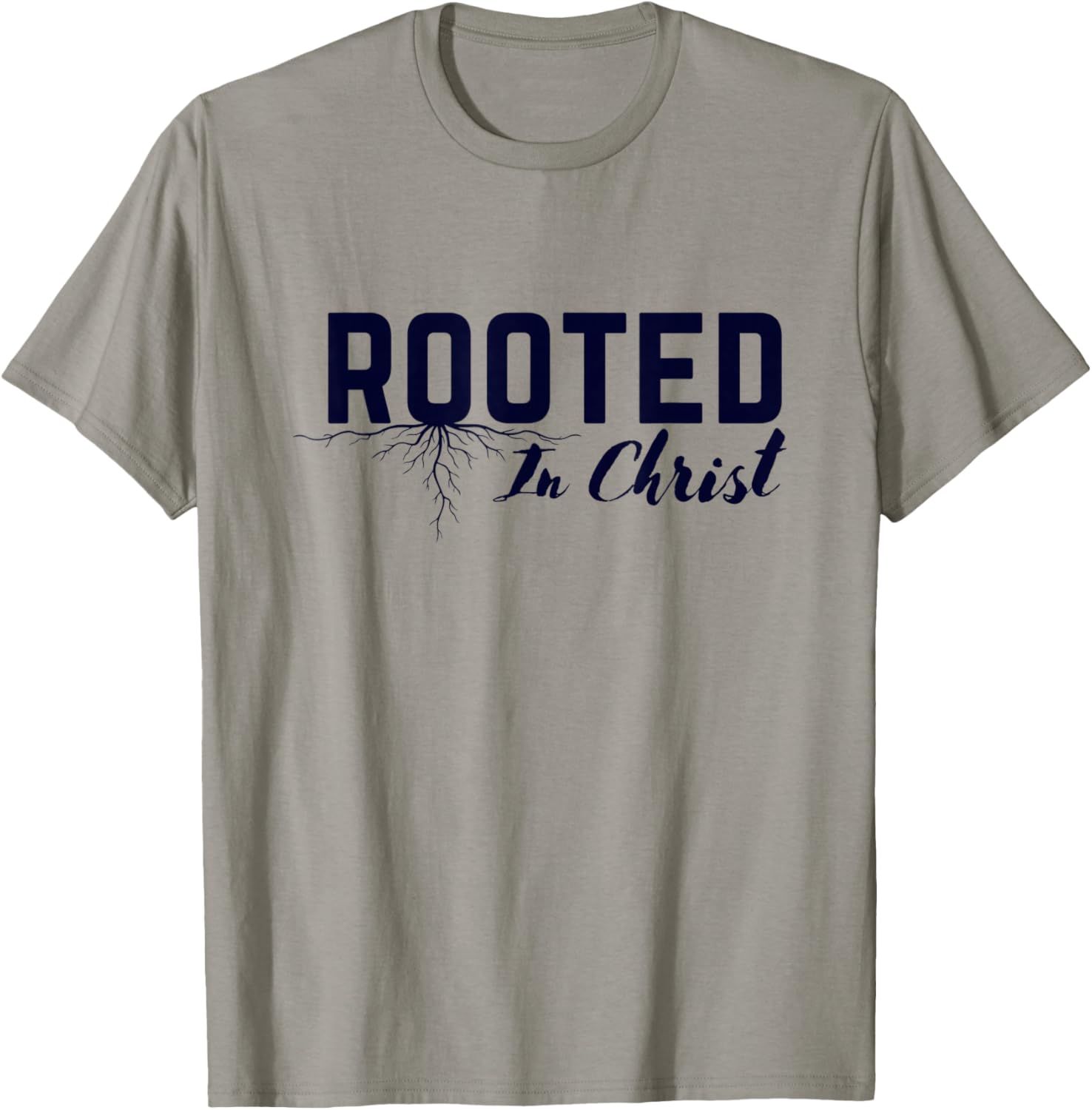 Rooted in Christ Christian Colossians 2:7 Bible Verse T-Shirt - T-Shirt | Sand