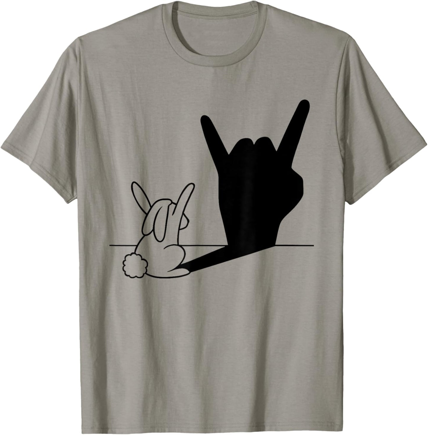 Music Lover Music Band Rabbit Rock n Roll Hand Shadow T-Shirt - T-Shirt | Sand