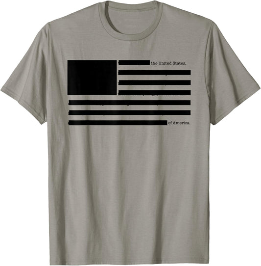 Redacted American Flag Censored USA Satire T-Shirt - T-Shirt | Sand