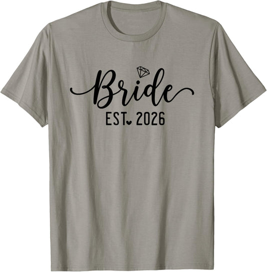 Bride Est 2026 Bride and Groom 2026 Matching Engagement T-Shirt - T-Shirt | Sand