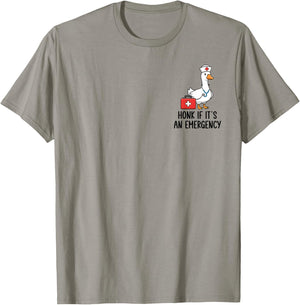 Honk If It’s an Emergency Registered Goose Nurse Silly Goose T-Shirt - T-Shirt | Sand