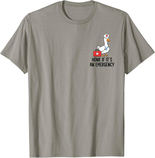 Honk If It’s an Emergency Registered Goose Nurse Silly Goose T-Shirt - T-Shirt | Sand