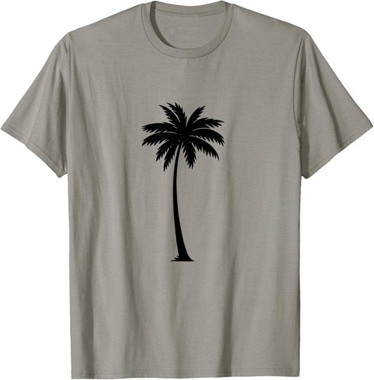 Minimalist Palm Tree Silhouette Coastal Design T-Shirt - T-Shirt | Sand