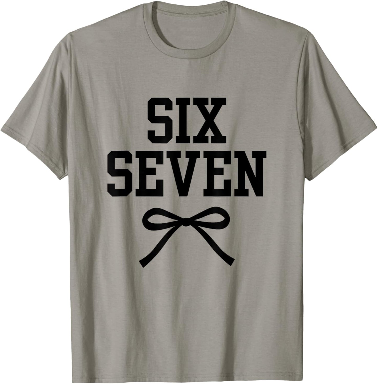 six Seven 67 Meme Number 67 Coquette Bow for Girls Women T-Shirt - T-Shirt | Sand