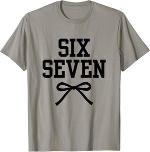 six Seven 67 Meme Number 67 Coquette Bow for Girls Women T-Shirt - T-Shirt | Sand