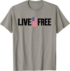Live Free USA Flag T-Shirt - T-Shirt | Sand