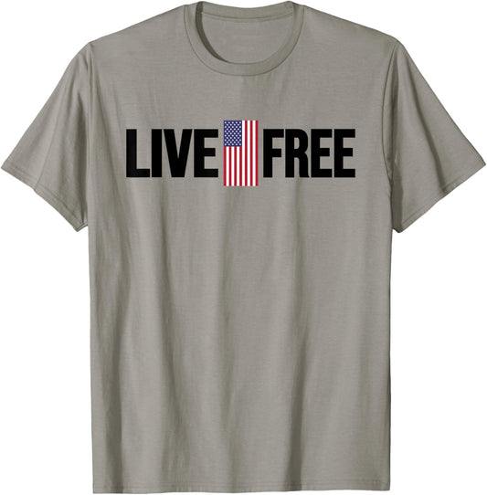 Live Free USA Flag T-Shirt - T-Shirt | Sand