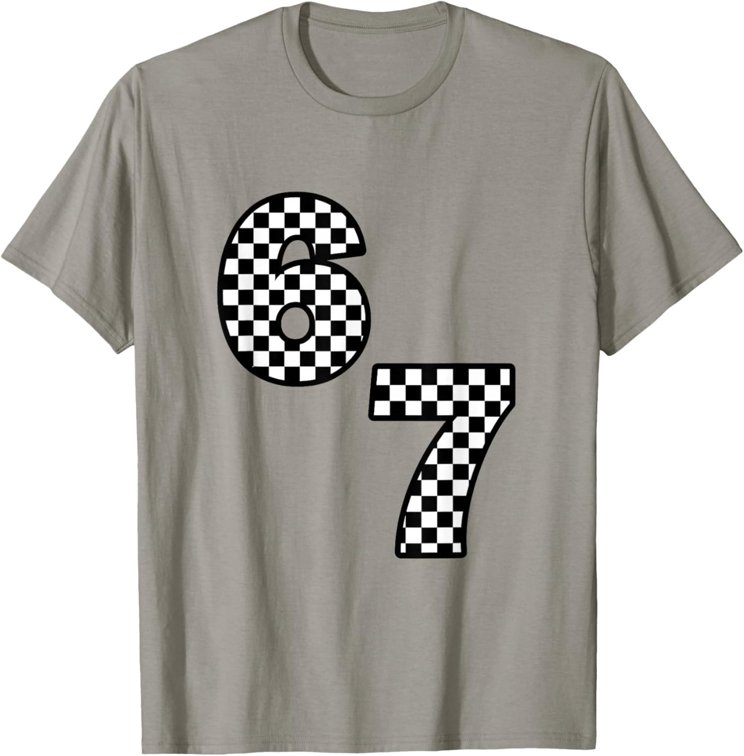 Funny Six Seven Hand 6 7 Meme Gen Alpha Slang Checkerboard T-Shirt - T-Shirt | Sand