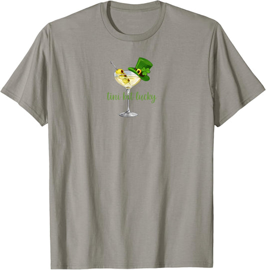 St. Patrick's Day Martini Irish Baby Tini Bit Lucky Shamrock T-Shirt - T-Shirt | Sand