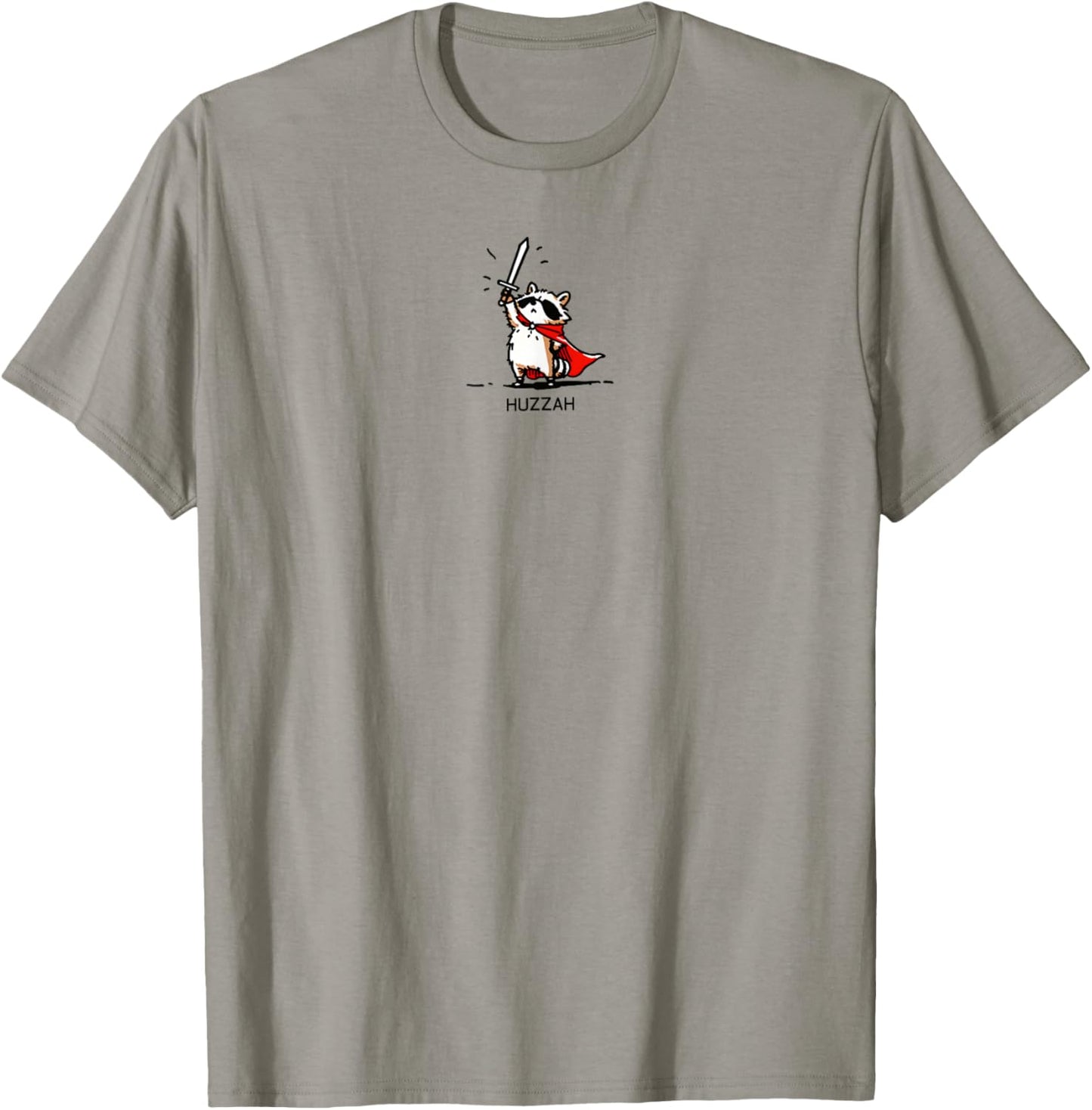 Huzzah Raccoon Knight Funny Sword Meme Quote T-Shirt - T-Shirt | Sand