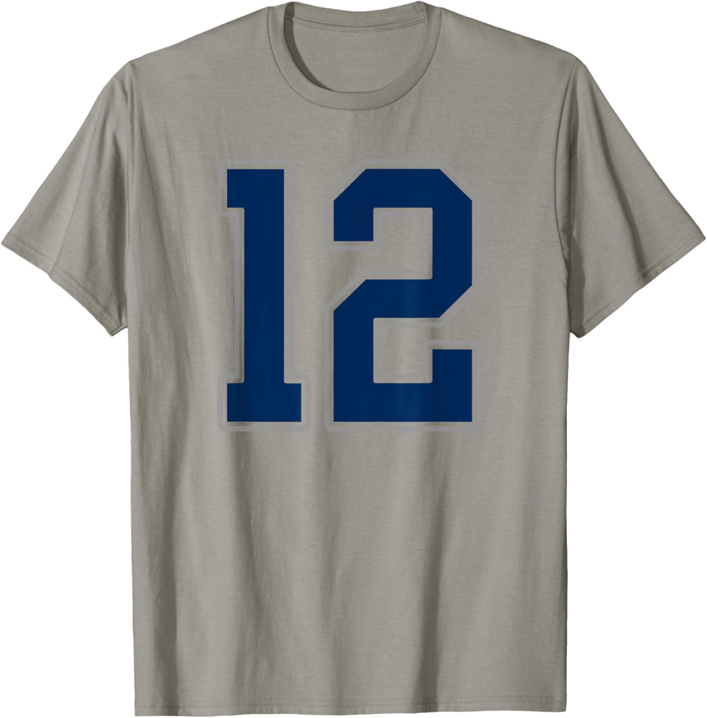 Navy Blue Silver Number 12 Jersey Player Uniform #12 T-Shirt - T-Shirt | Sand