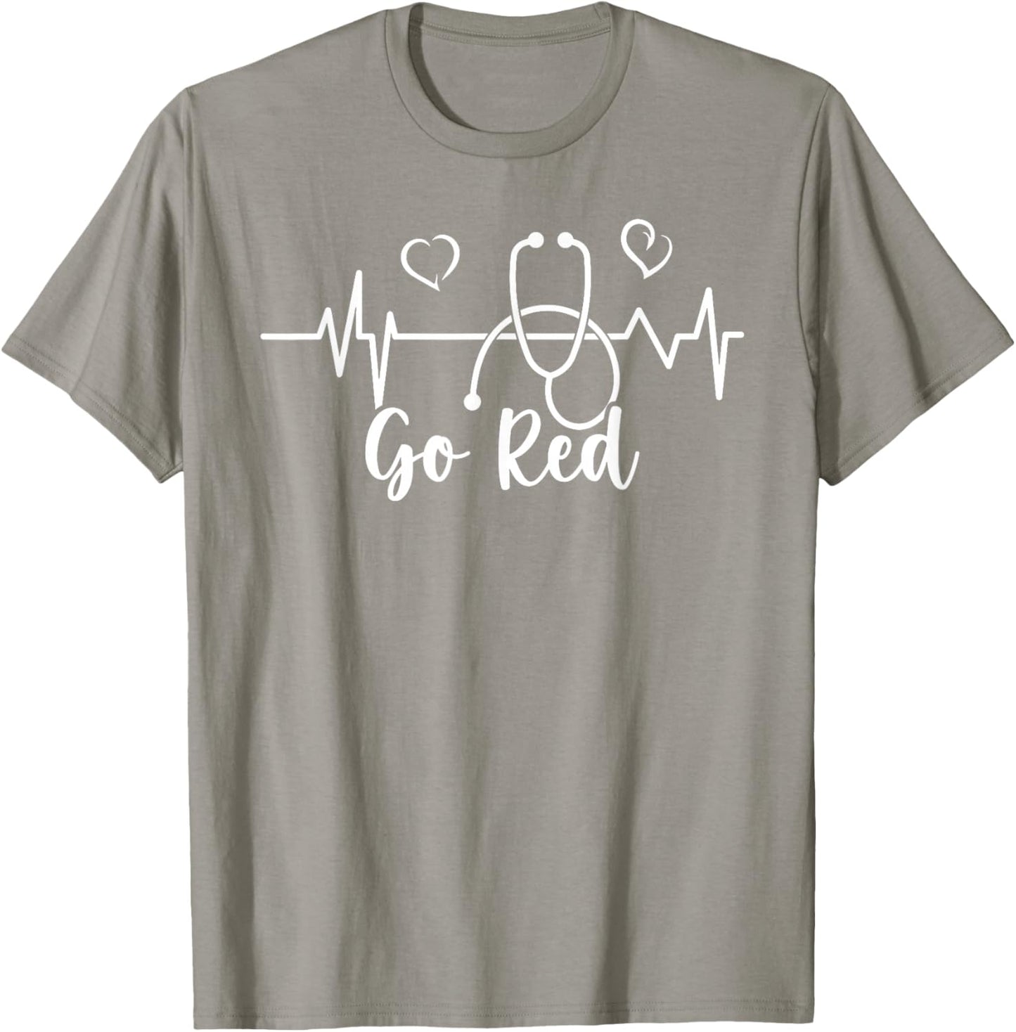Heart Disease Awareness We Wear Red in February Go Red Heart T-Shirt - T-Shirt | Sand