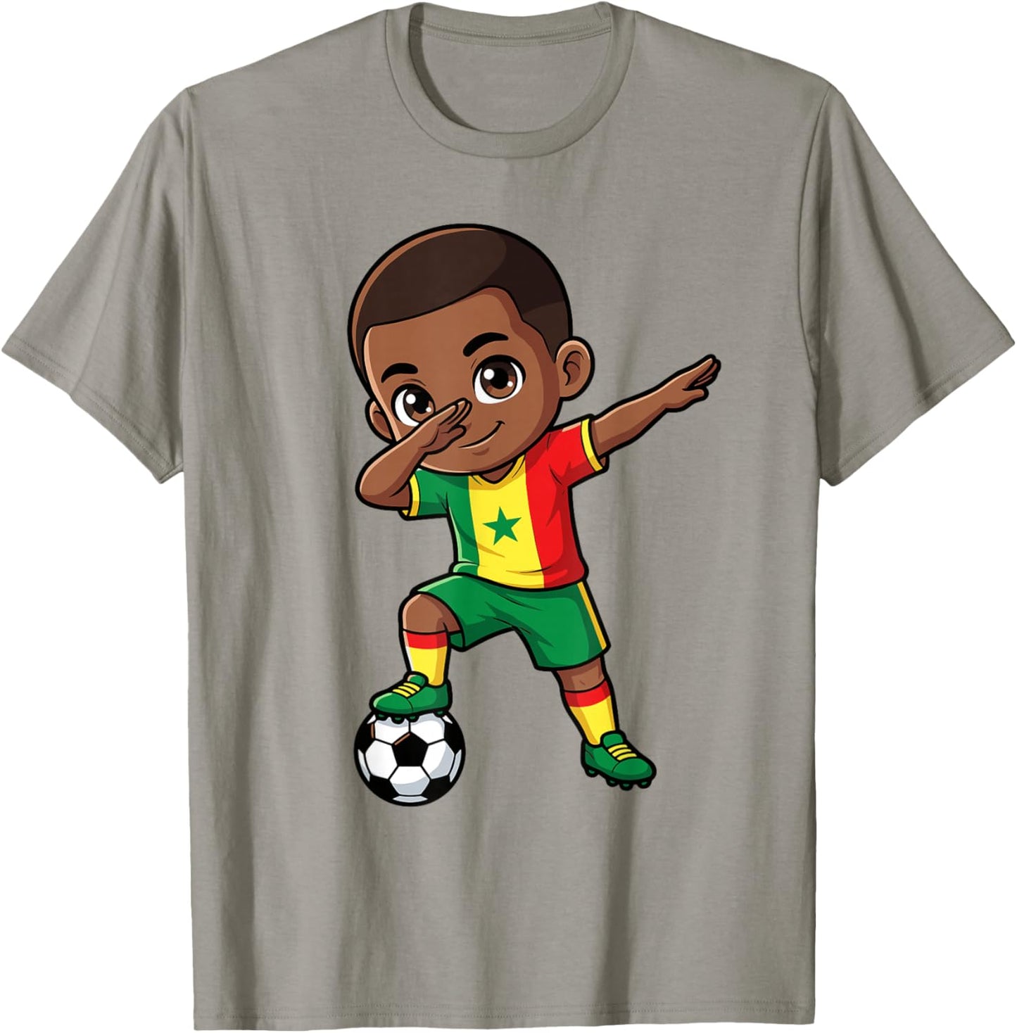 Senegal Dab Kid Cartoon Senegalese Flag for Boys Kids T-Shirt - T-Shirt | Sand