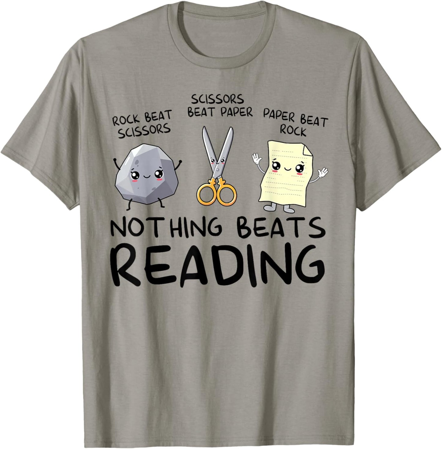 Nothing Beats Reading Teacher Kids Reading Funny Book Lover T-Shirt - T-Shirt | Sand