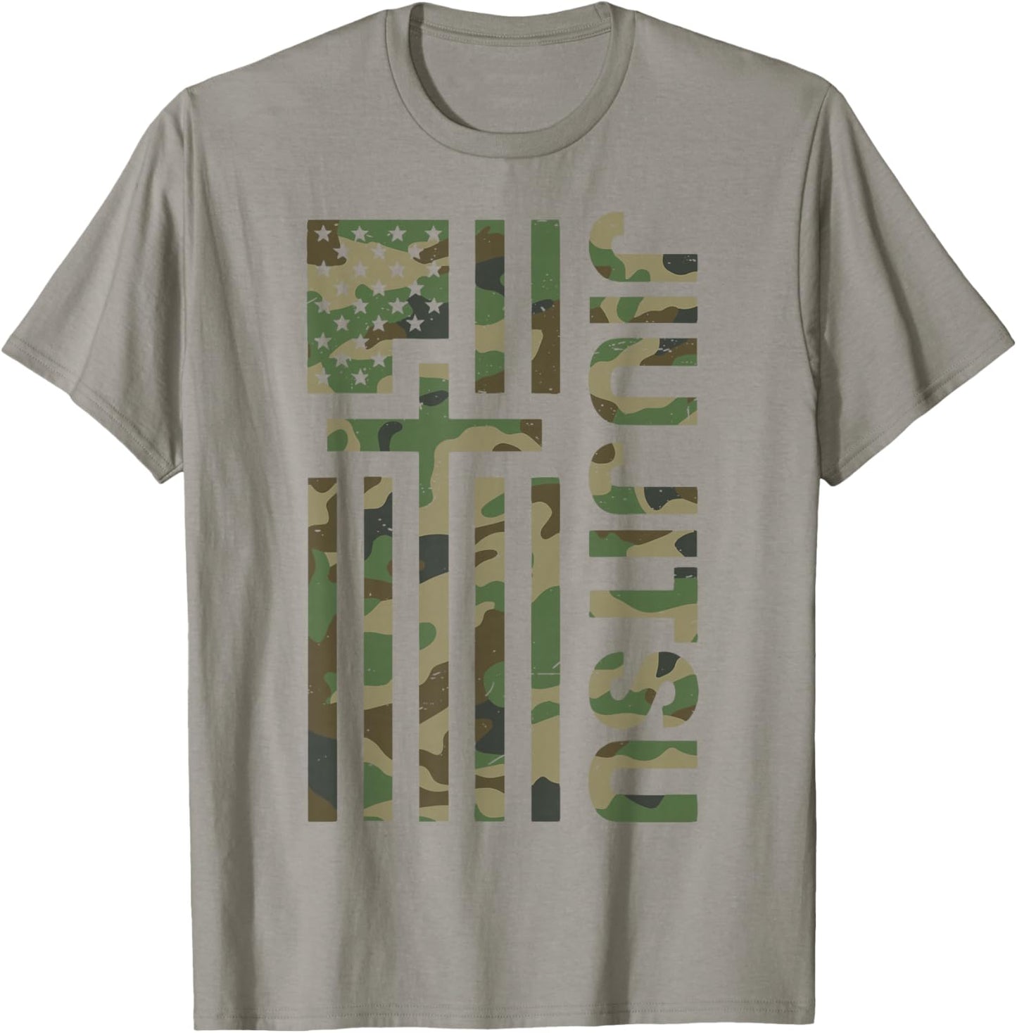 Camo Jiu Jitsu American Flag Christian Cross Jesus Teen Boys T-Shirt - T-Shirt | Sand