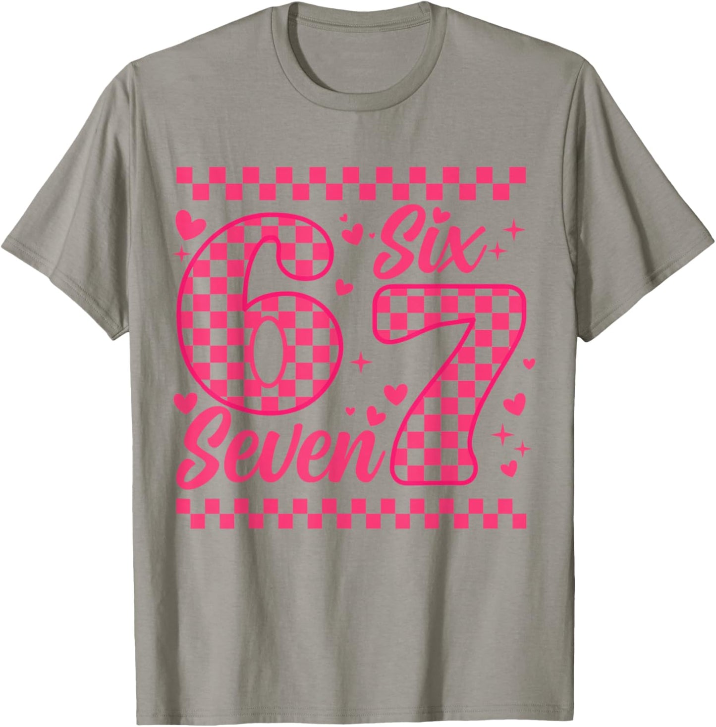 Funny Six Seven 6 7 Meme Women Kids Valentine Girl T-Shirt - T-Shirt | Sand